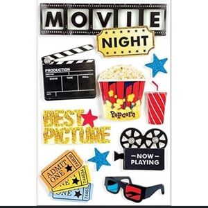 Movie Night Scrapbook Stickers